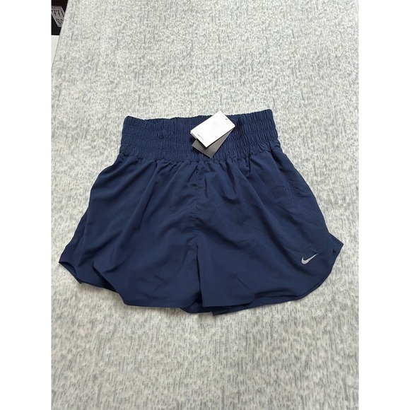 Nike Pants - Nike Womens Dri-FIT High Waisted Smocked Training Shorts Navy Blue NWT